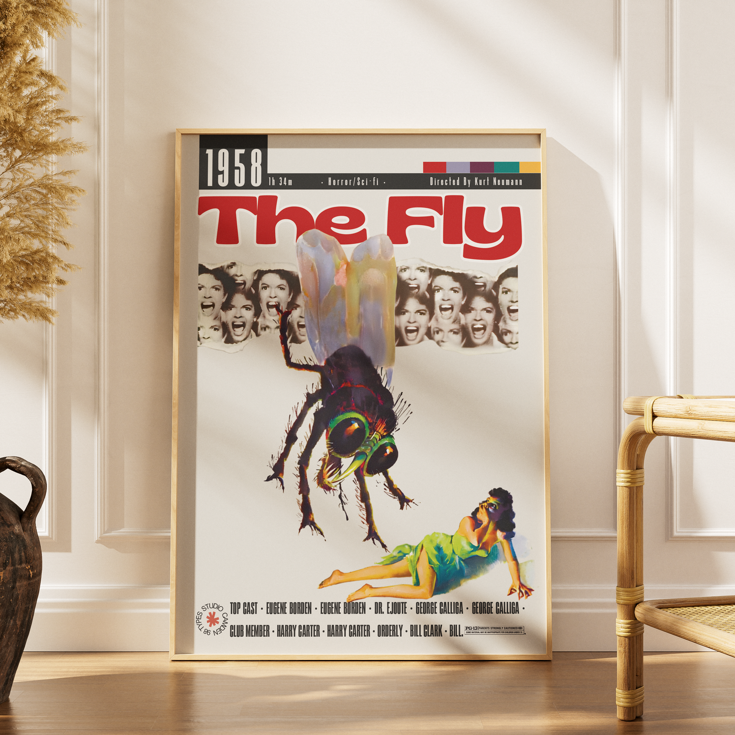 The Fly 1958 Kurt Neumann film poster print UK — Vincent Price Al Hedison classic sci-fi horror wall art 260gsm printed in England Camden Market