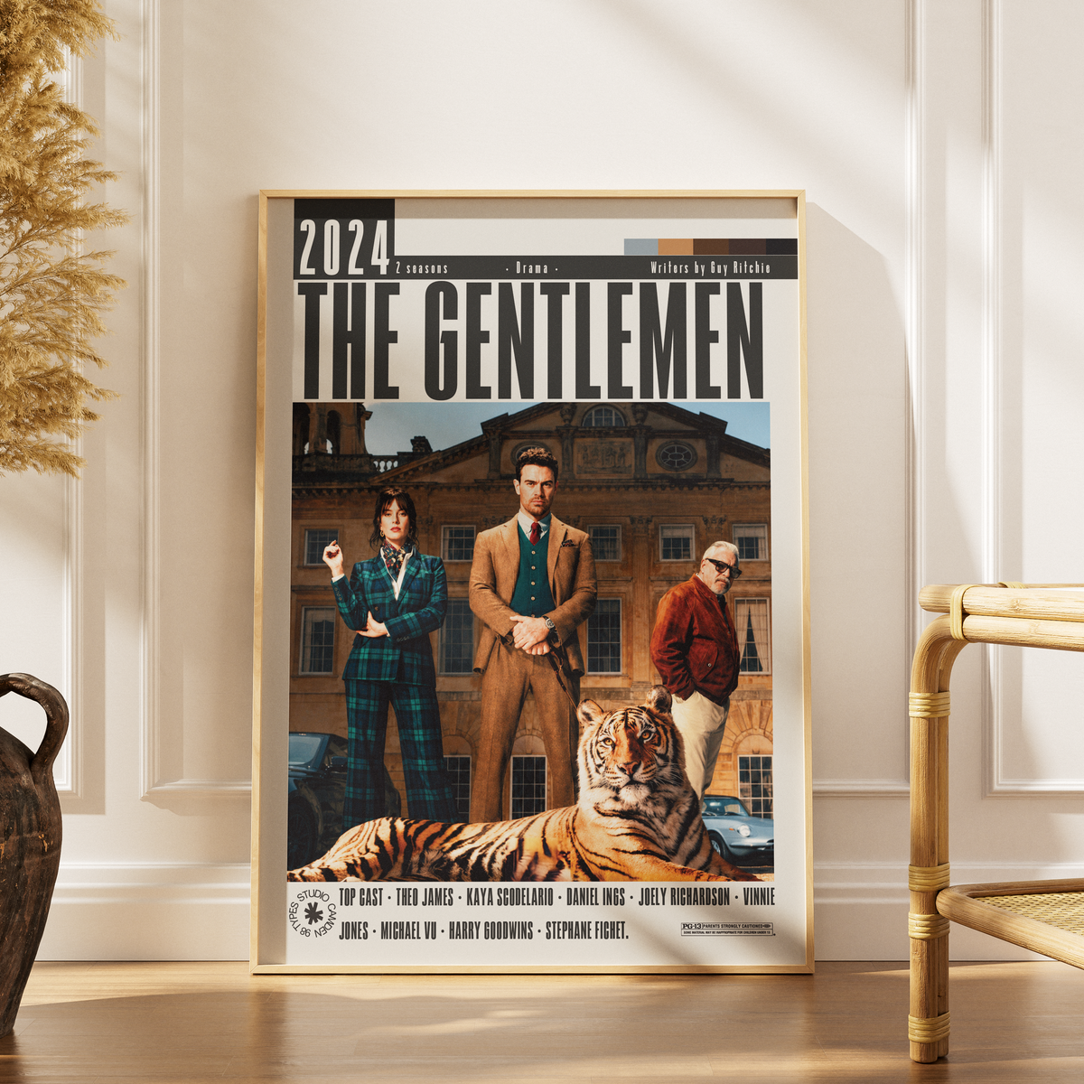 The Gentlemen 2024 Guy Ritchie Netflix TV series poster print UK — Theo James Kaya Scodelario British crime drama wall art 260gsm printed in England