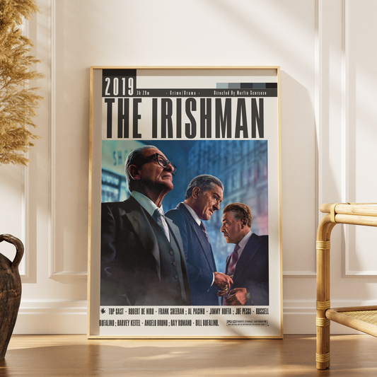The Irishman 2019 Martin Scorsese film poster print UK — De Niro Pacino Pesci Netflix wall art 260gsm Camden Market