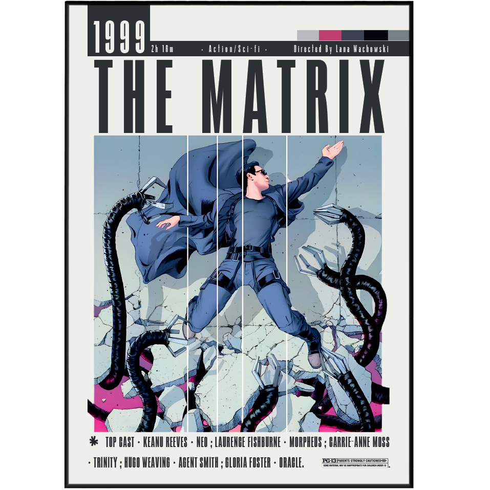 The Matrix (1999) Sci-Fi Film Poster | Wachowski | Minimalist Wall Art Print UK - 98 Types Studio