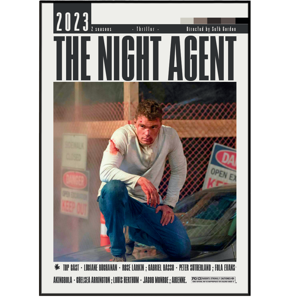 The Night Agent 2023 Netflix TV show poster β spy thriller wall art print UK