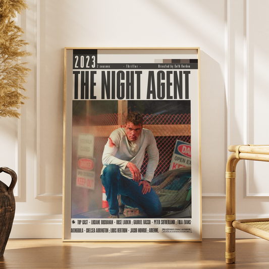 The Night Agent 2023 Netflix TV show poster — spy thriller wall art print UK