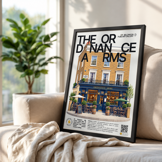 The Ordnance poster, St John's Wood, London: modern gastropub facade near Lord's Cricket Ground - 98 London Pubs Art Gallery by 98 Types