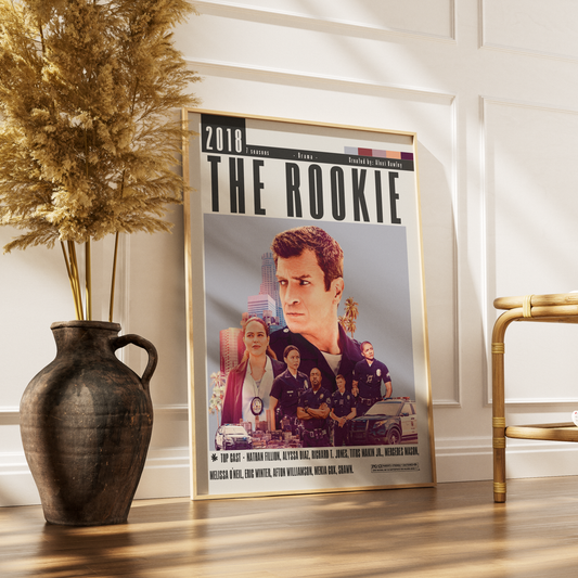 The Rookie 2018 TV show poster — Nathan Fillion LAPD minimalist wall art print UK