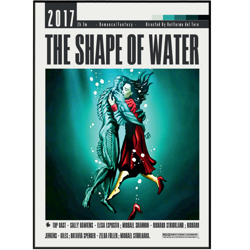 The Shape of Water (2017) Film Poster | Guillermo del Toro | Wall Art Print UK - 98 Types Studio