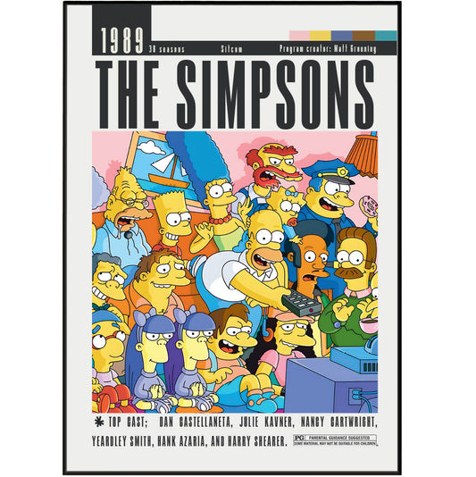 The Simpsons Matt Groening Fox TV series poster print UK — Homer Bart Marge Springfield animated satire wall art 260gsm printed in England Camden Market