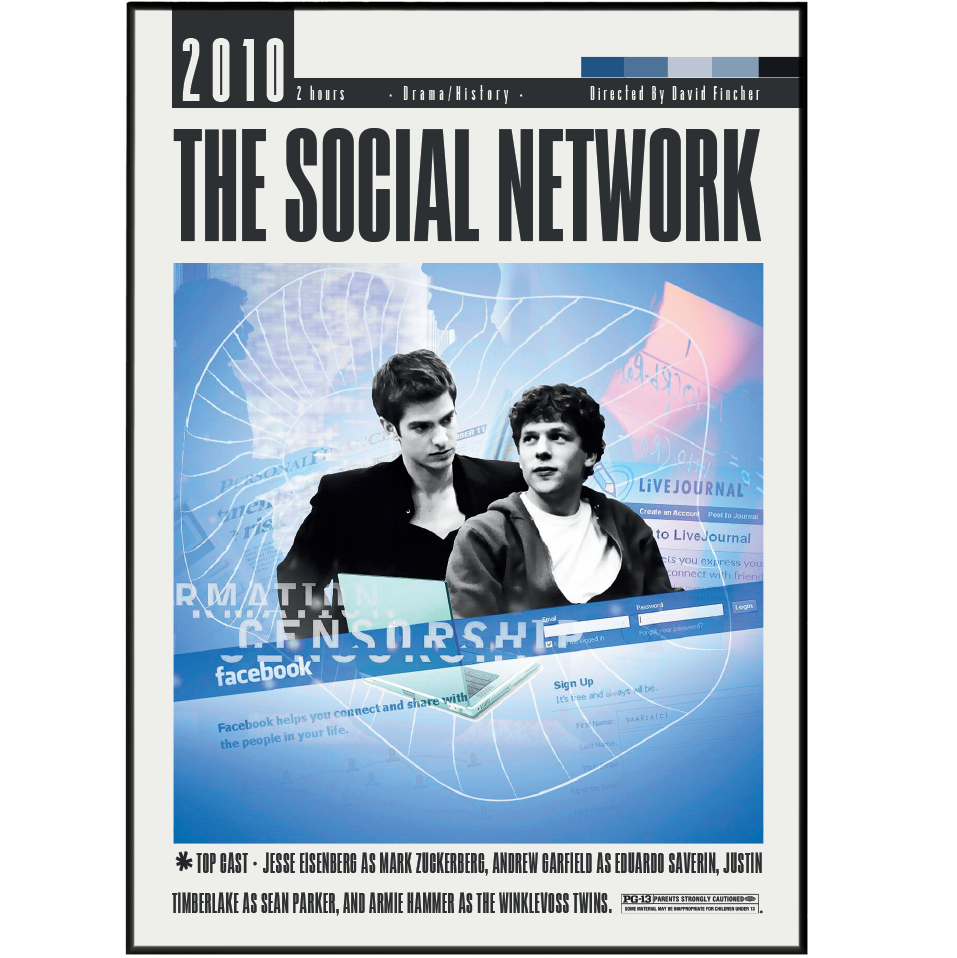 The Social Network 2010 minimalist movie poster print – 98types