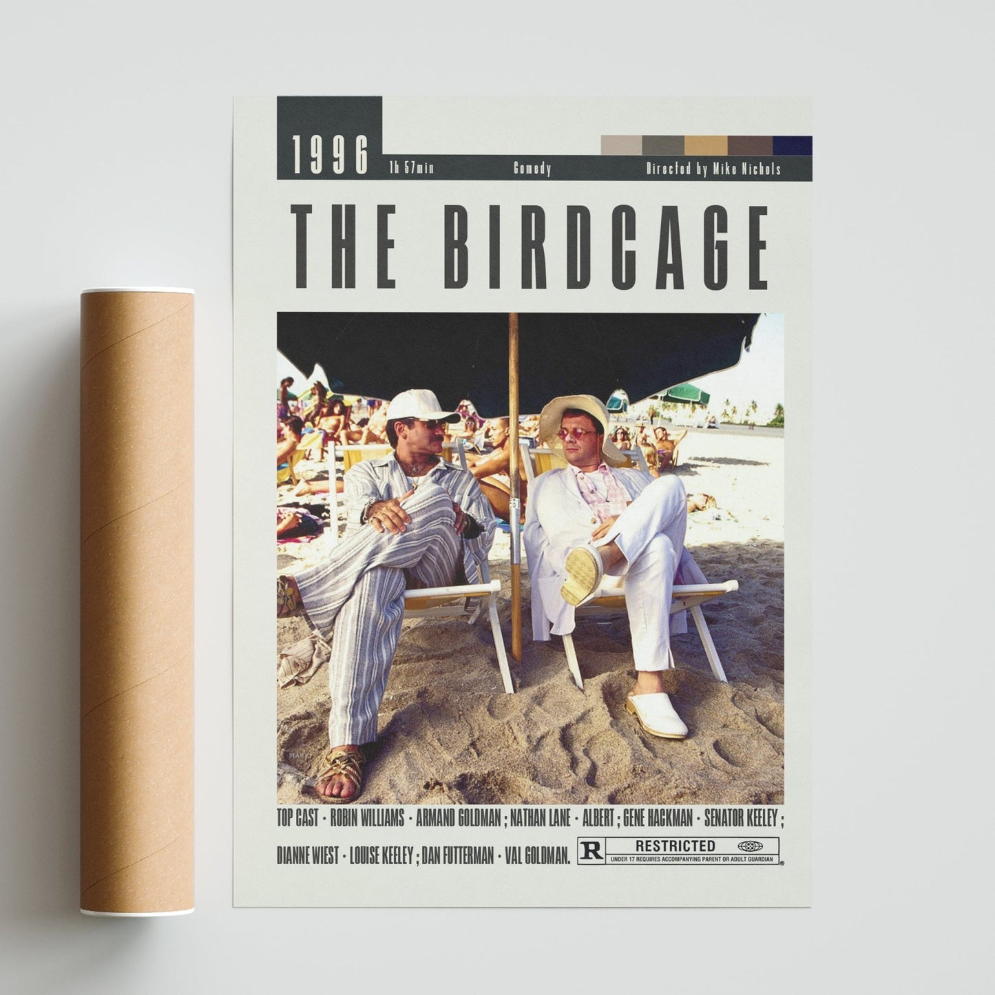 The Birdcage 1996 comedy film poster — Robin Williams Nathan Lane drag cabaret Miami wall art print UK
- 98types