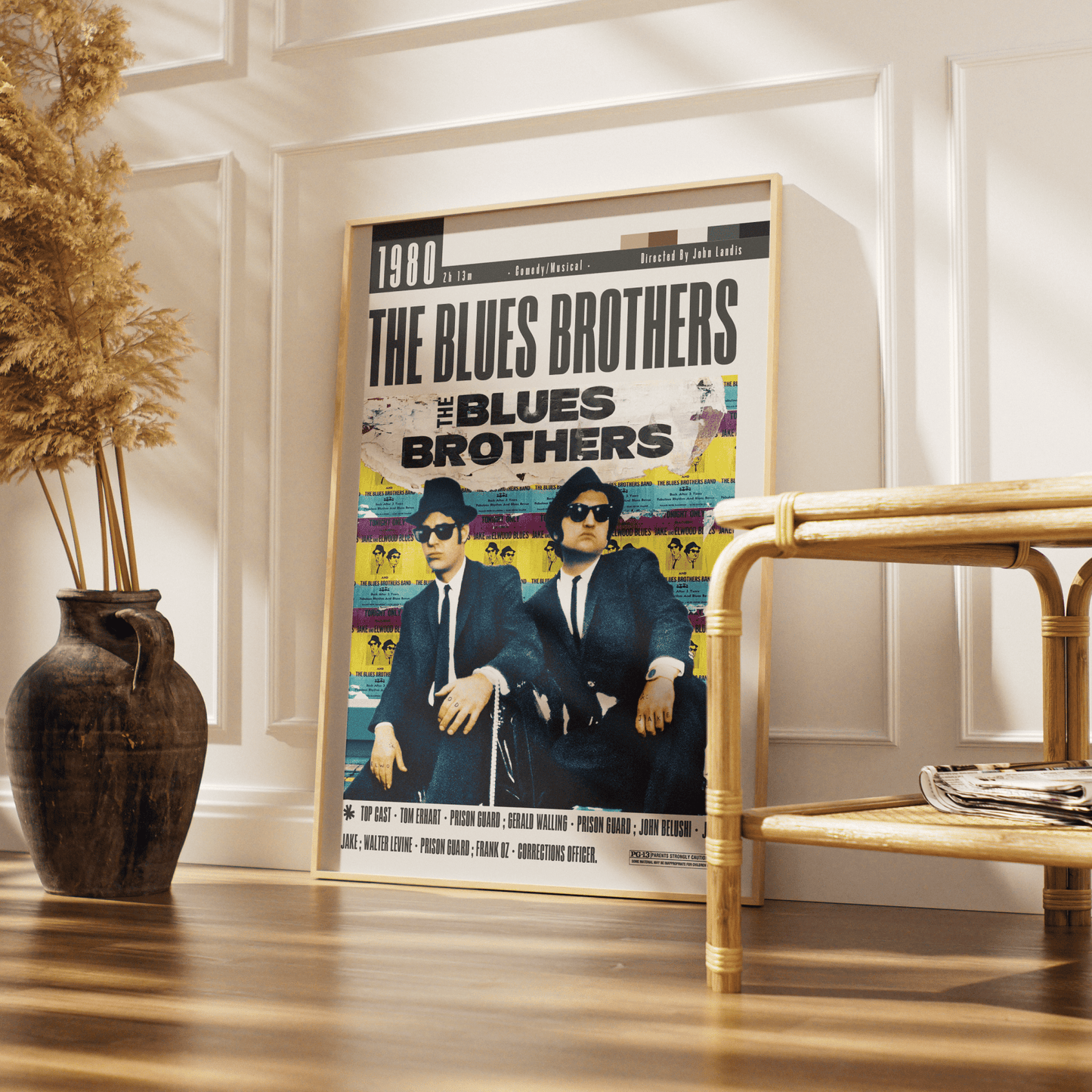 The Blues Brothers 1980 comedy film poster — John Belushi Dan Aykroyd Jake Elwood wall art print UK