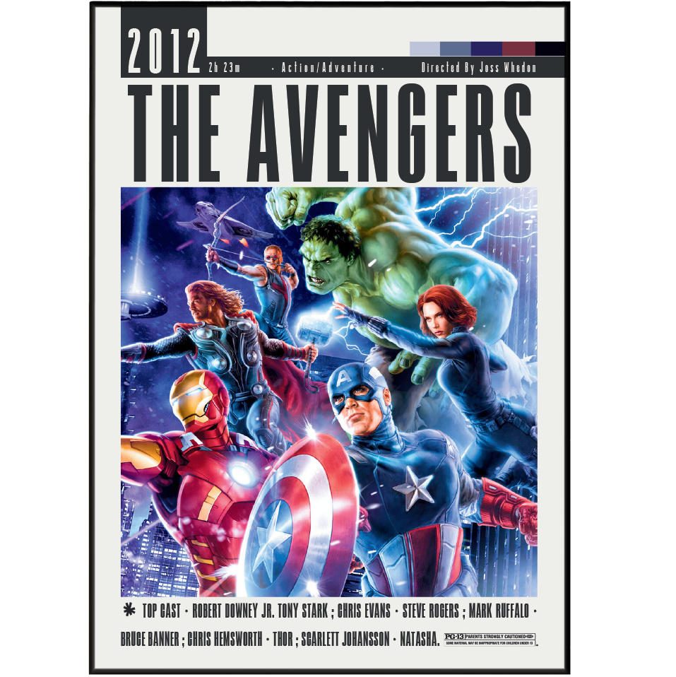 The Avengers (2012) Sci-Fi Film Poster | Marvel | Minimalist Wall Art Print UK - 98 Types Studio