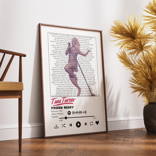 Tina Turner — Proud Mary Song Lyric Print - 98 Types Studio
