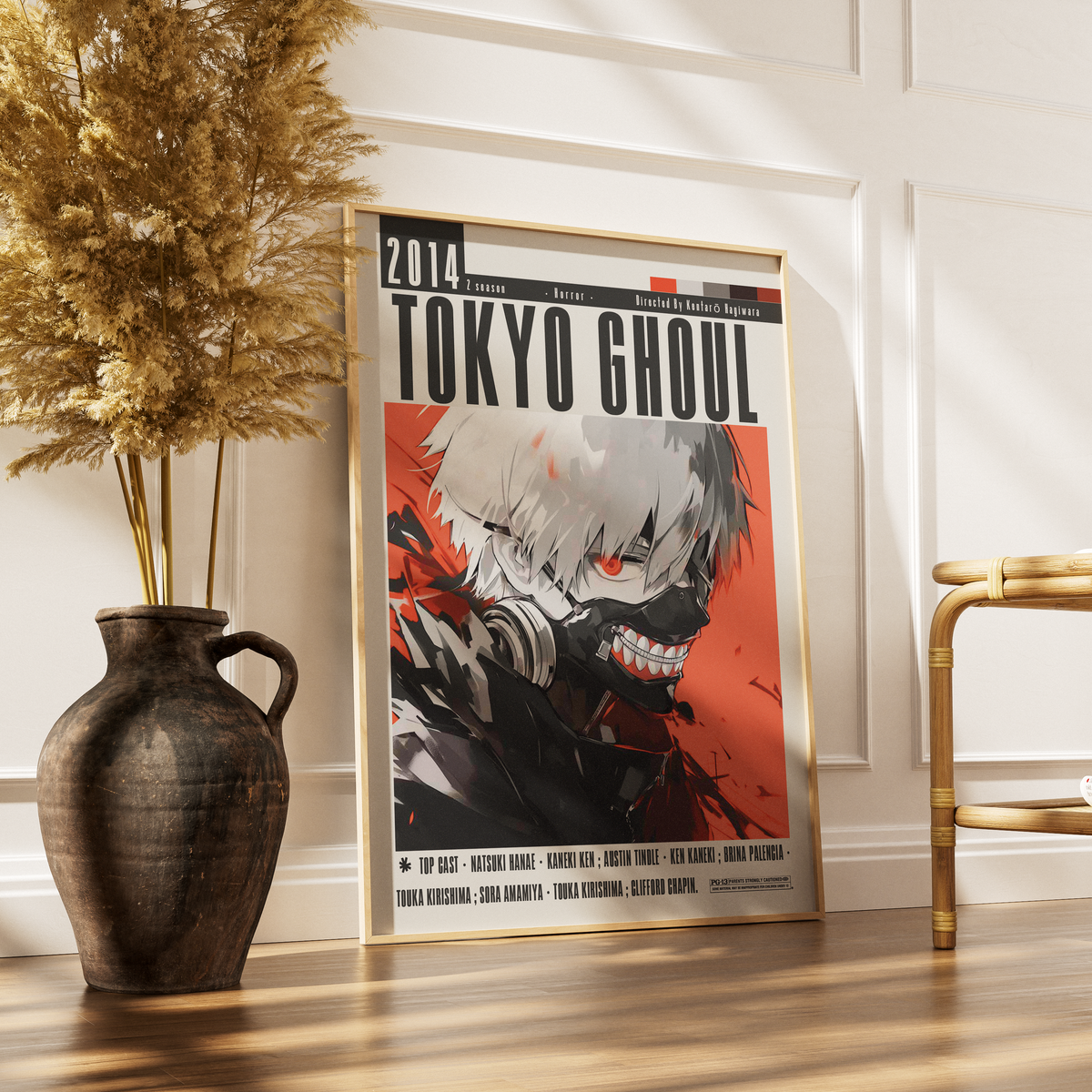 Tokyo Ghoul 2014 anime poster — Ken Kaneki half-ghoul dark fantasy wall art print UK