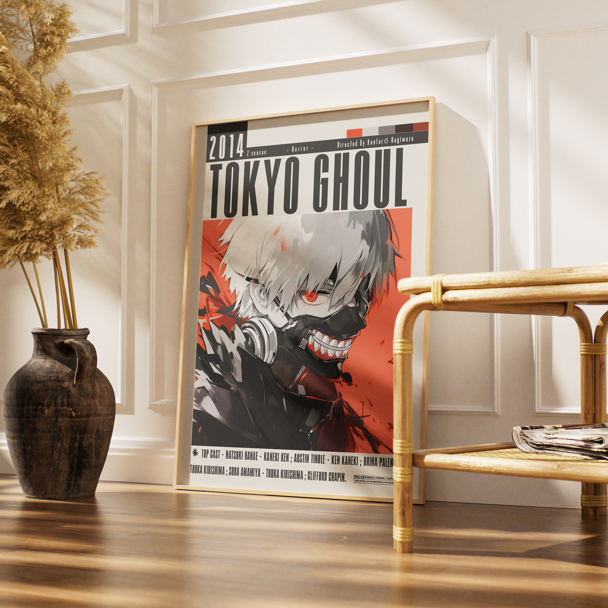 Tokyo Ghoul 2014 anime poster — Ken Kaneki half-ghoul dark fantasy wall art print UK