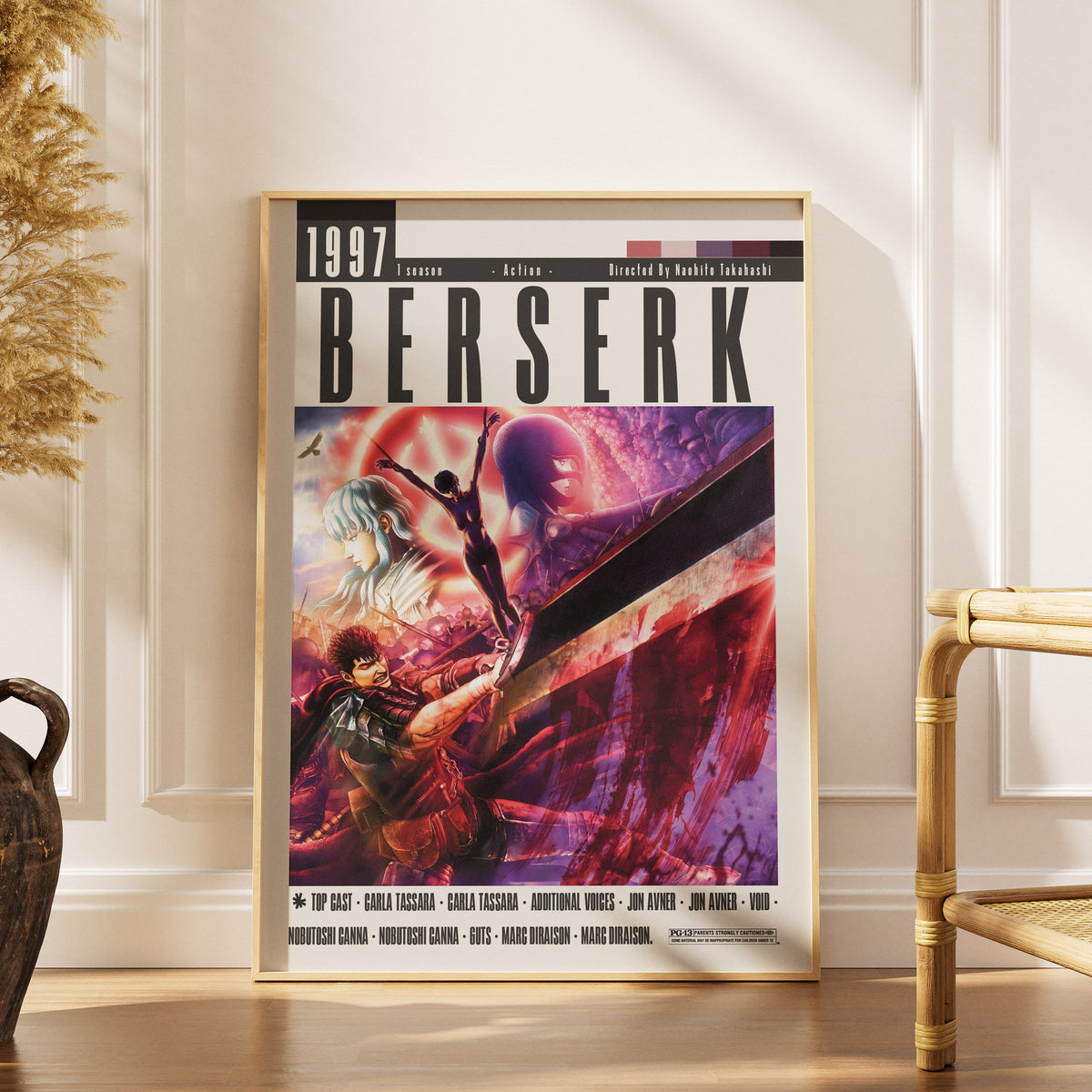 Berserk 1997 anime poster — Guts Black Swordsman dark fantasy wall art print UK