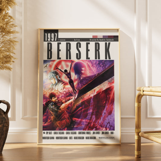 Berserk 1997 anime poster — Guts Black Swordsman dark fantasy wall art print UK