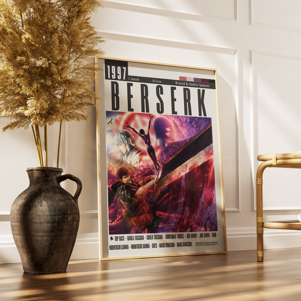 Berserk 1997 anime poster — Guts Black Swordsman dark fantasy wall art print UK