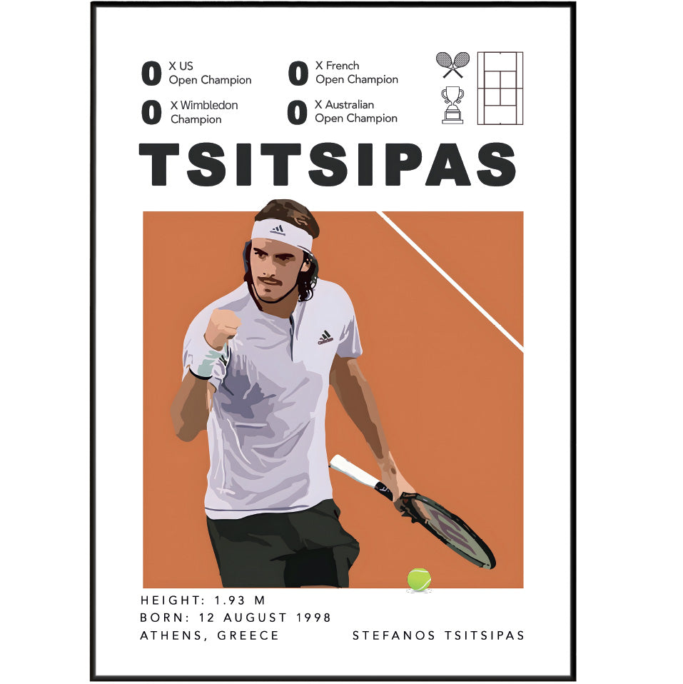 Stefanos Tsitsipas Greek tennis star poster wall art print UK