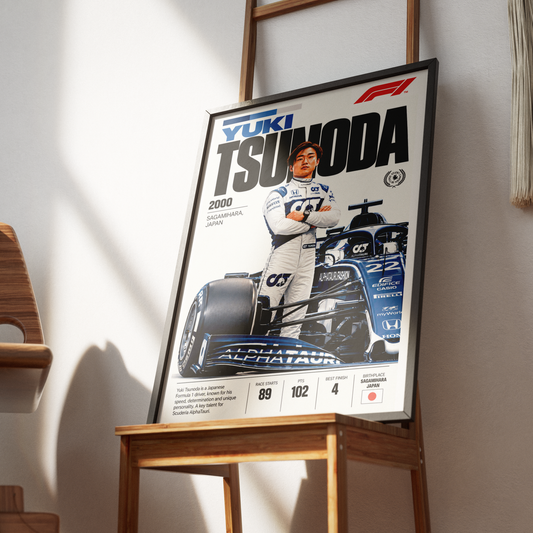 Yuki Tsunoda Japanese Formula 1 driver poster – F1 wall art by 98types