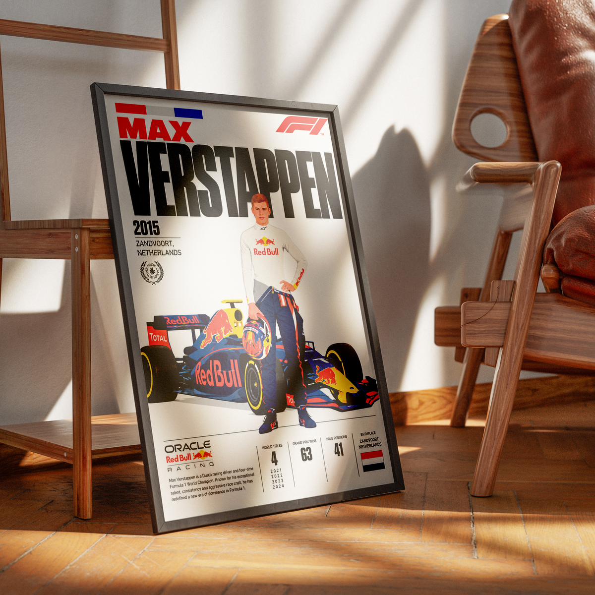 Max Verstappen 4x world champion Red Bull Formula 1 poster by 98types