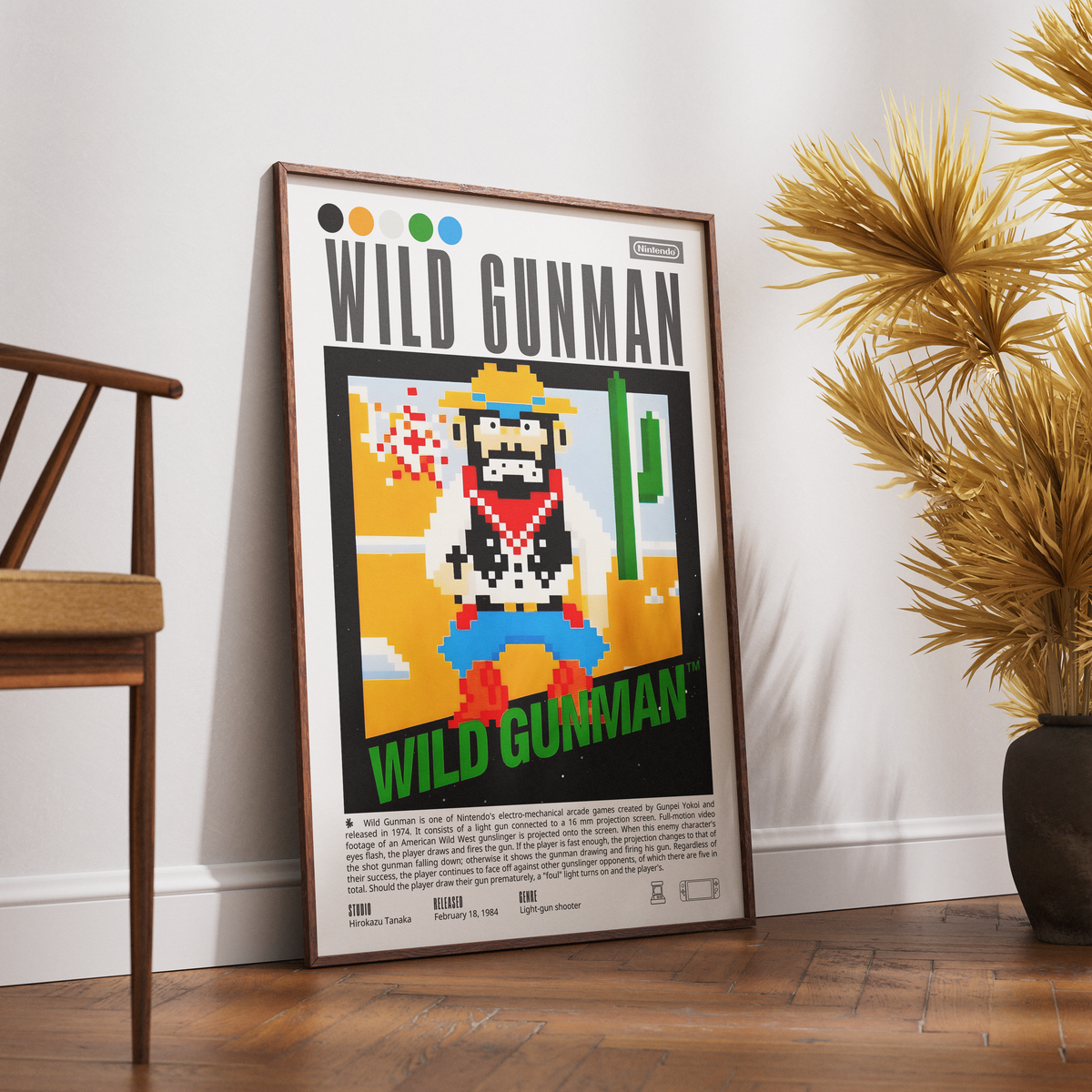 Wild Gunman 1984 retro game poster — Nintendo NES Zapper Western duel arcade wall art print UK