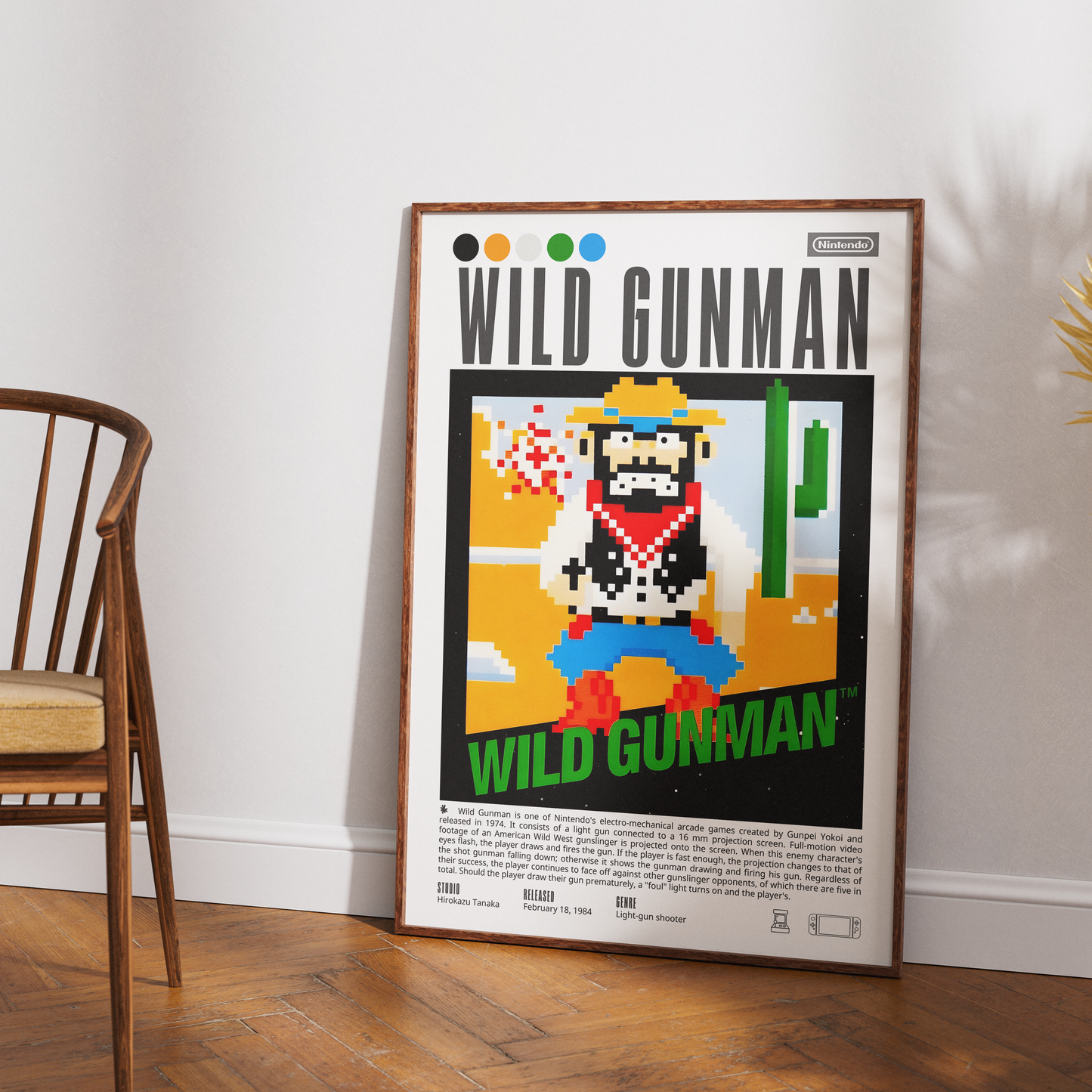 Wild Gunman 1984 retro game poster — Nintendo NES Zapper Western duel arcade wall art print UK