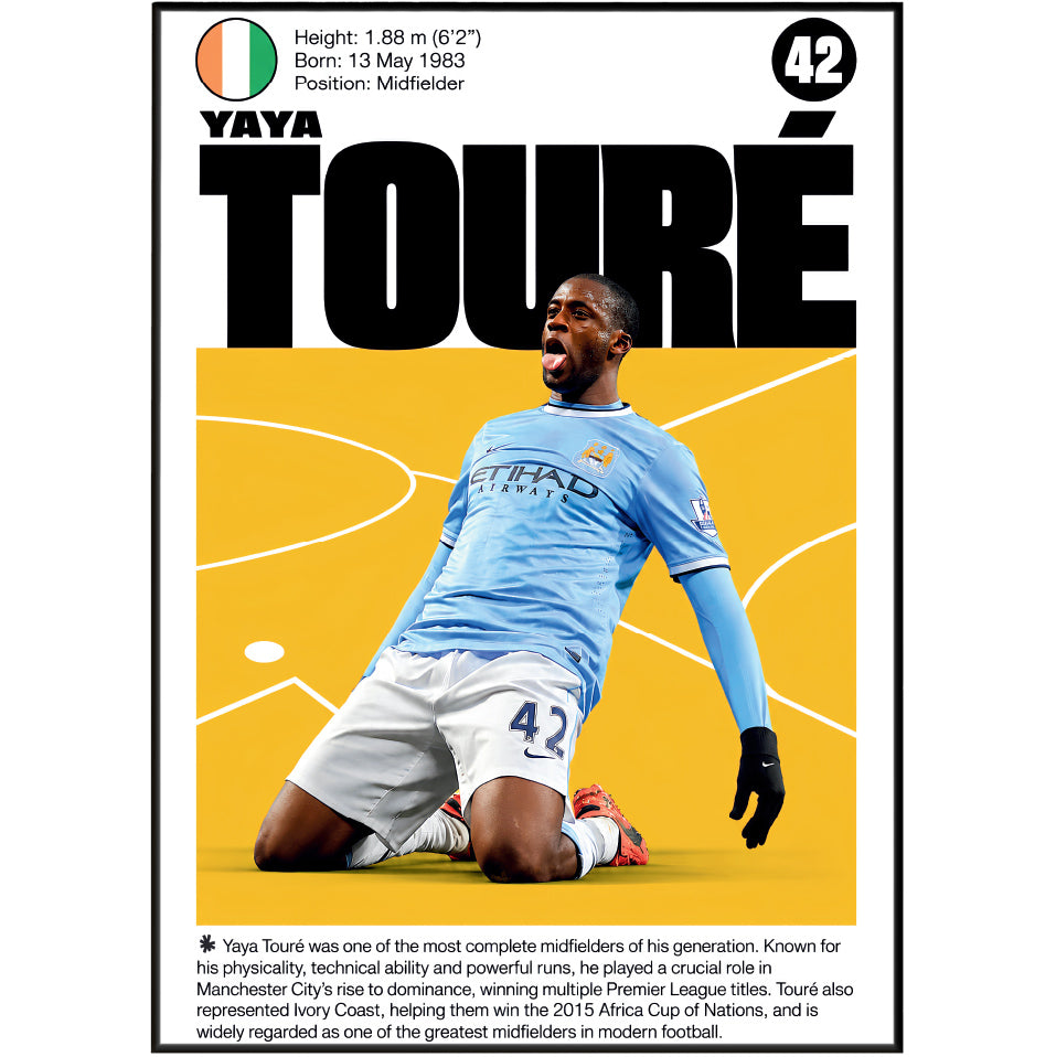 Yaya Touré football poster – Manchester City Legend – 98types