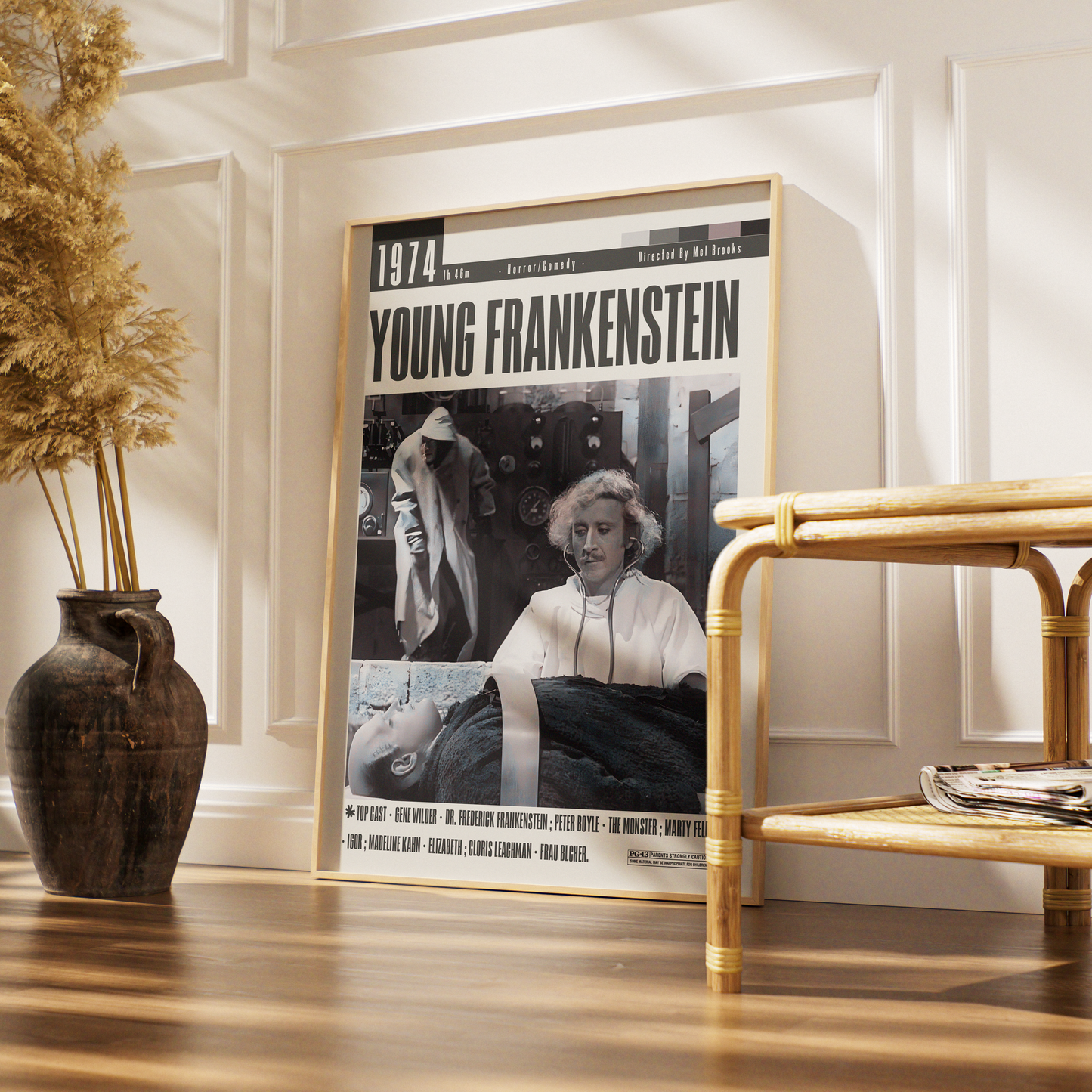Young Frankenstein 1974 horror comedy film poster — Mel Brooks Gene Wilder Monster parody wall art print UK