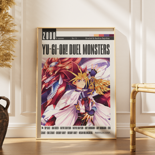 Yu-Gi-Oh Duel Monsters 2000 anime poster — Yugi Dark Magician trading card wall art print UK