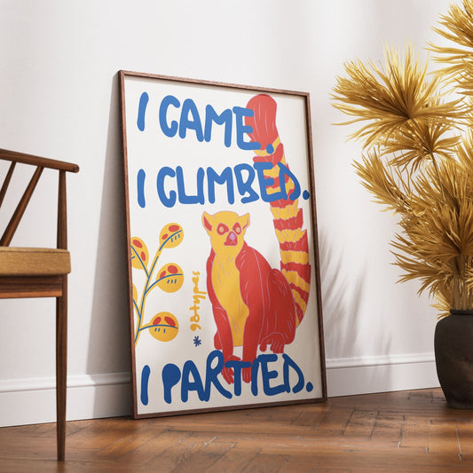 Lemur aesthetic poster funny lemur Madagascar exotic animal wall art print Uk - 98types