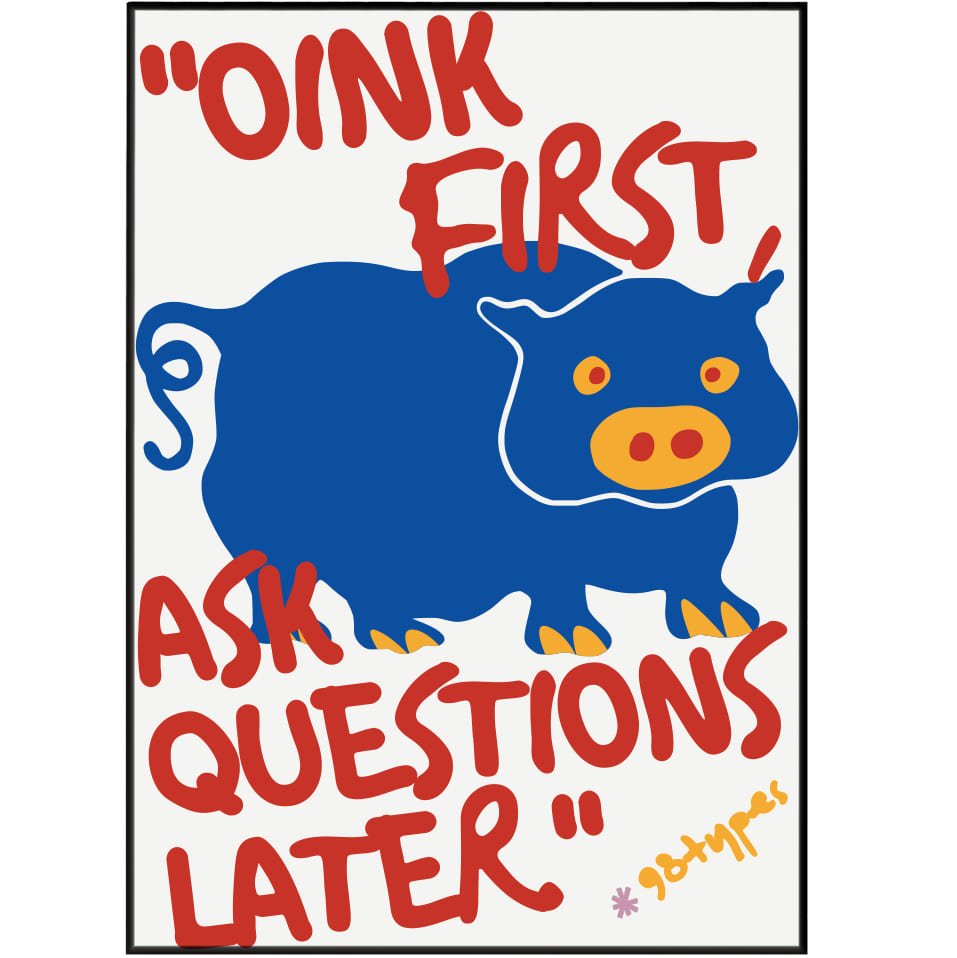 Pig aesthetic poster funny pig farm animal wall art print UK - 98types