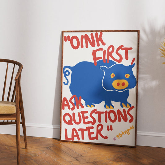 Pig aesthetic poster funny pig farm animal wall art print UK - 98types