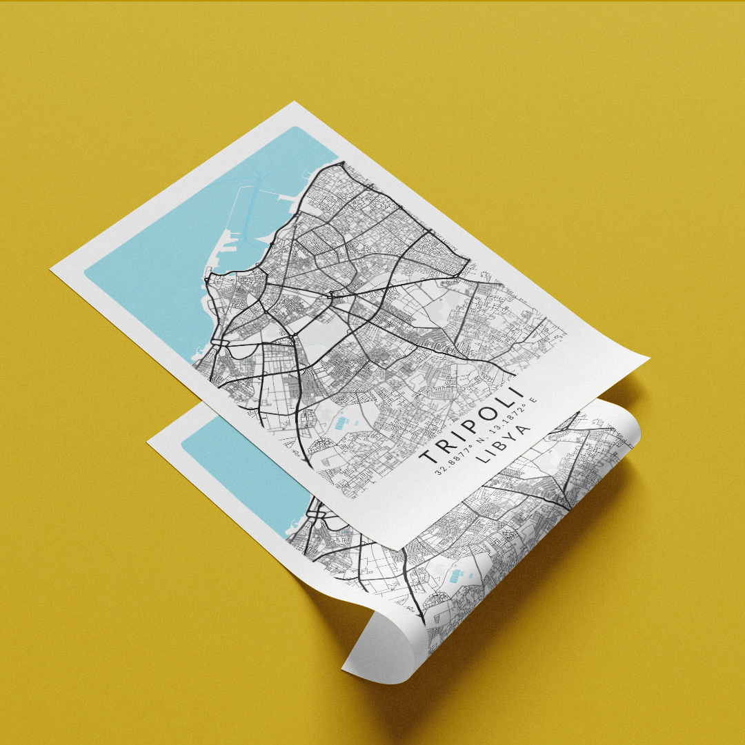 Tripoli Libya Map Print - 98types