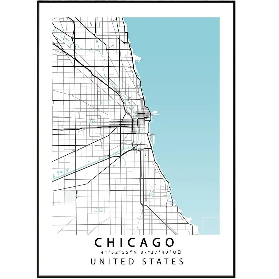 CHICAGO City Street Map Print - 98types