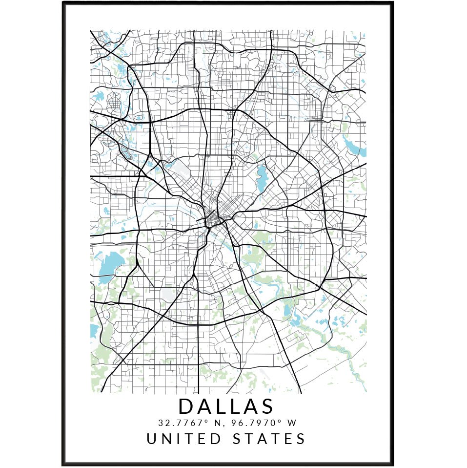 Dallas Minimalist Maps - 98typesAmerica Maps