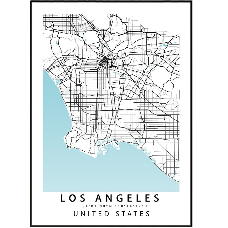 Los Angeles City Street Map Print - 98types