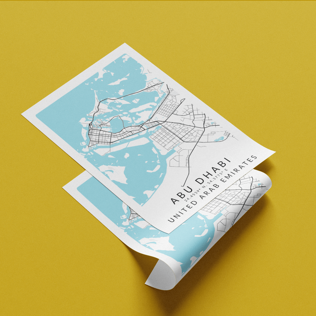 Abu Dhabi United Arab Emirates Map Print - 98types