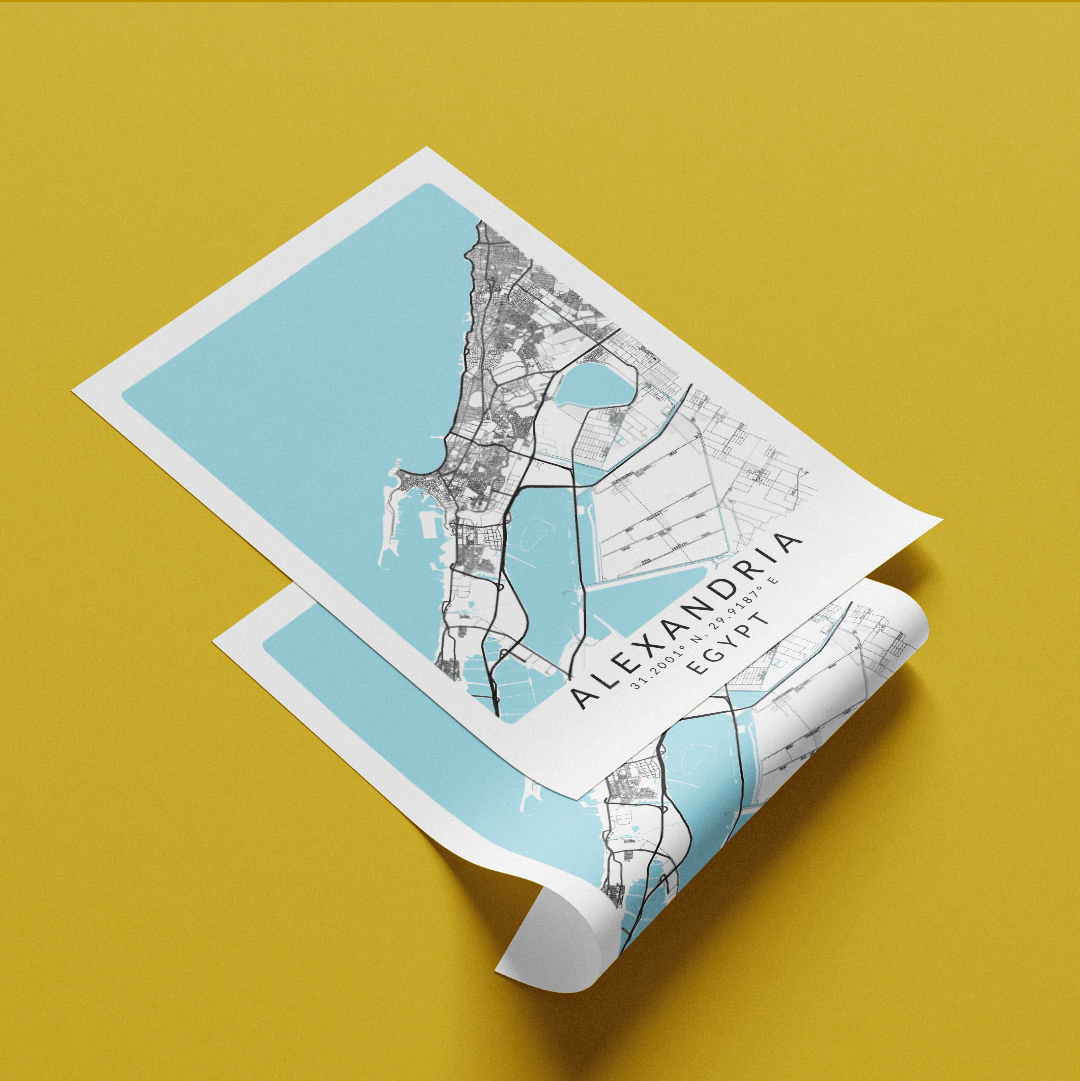 Alexandria Egypt Map Print - 98types