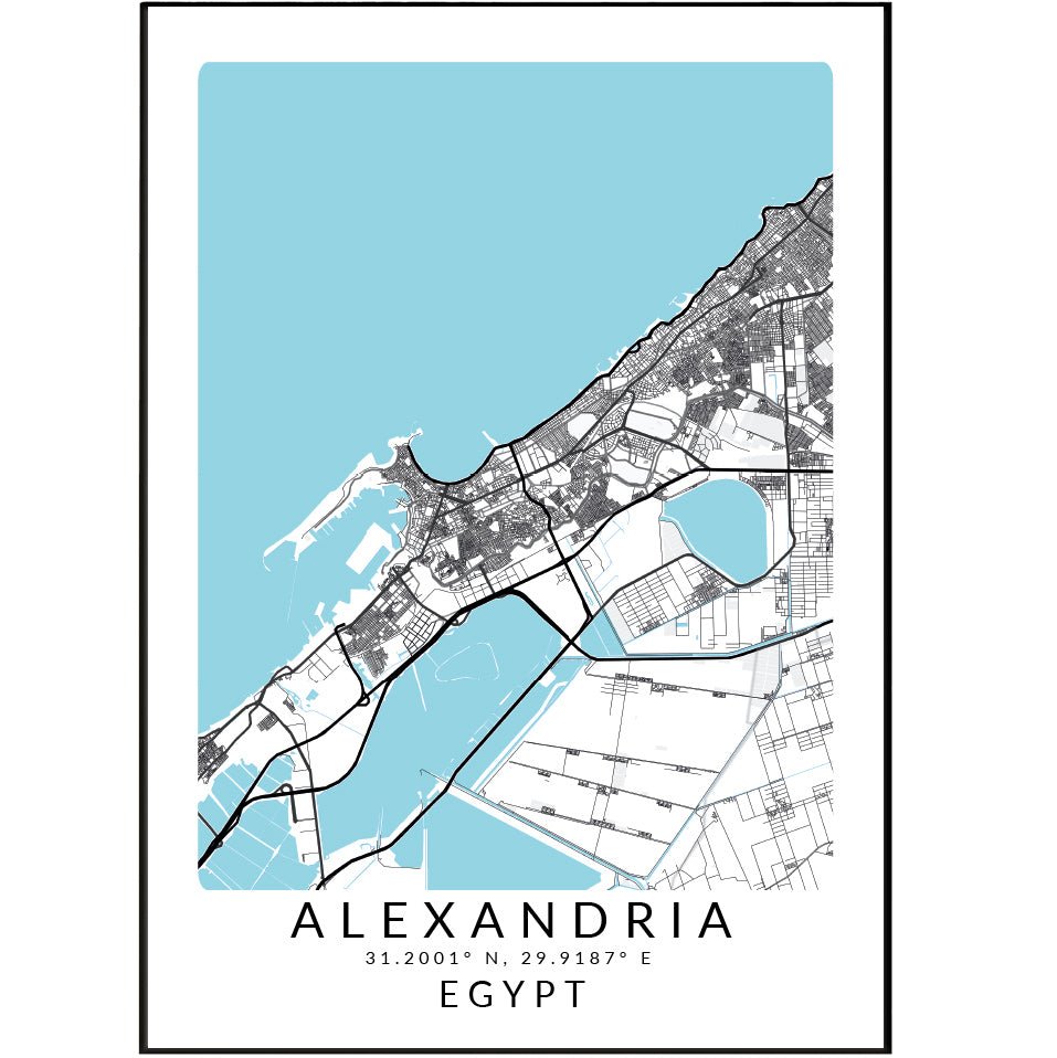 Alexandria Egypt Map Print - 98types