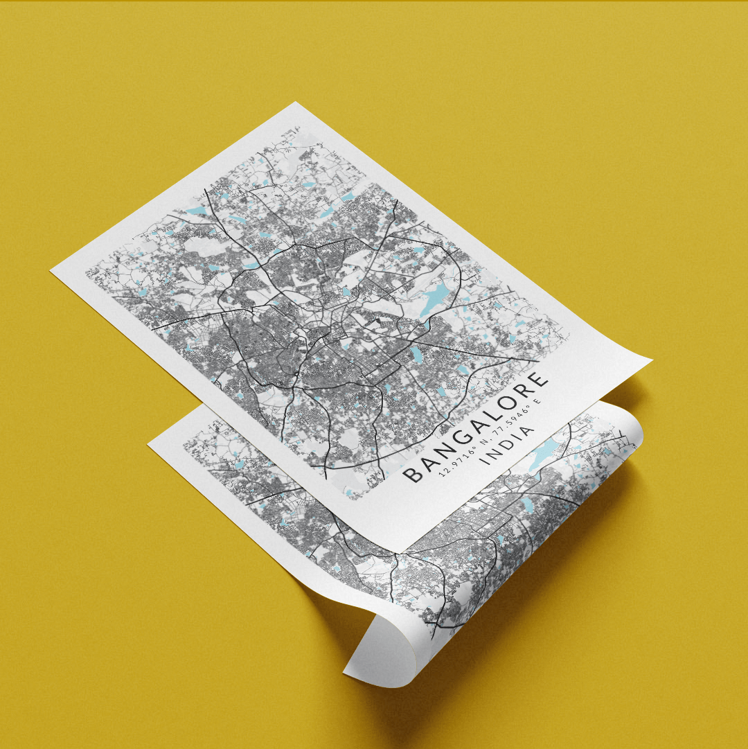 Bangalore India Map Print - 98types