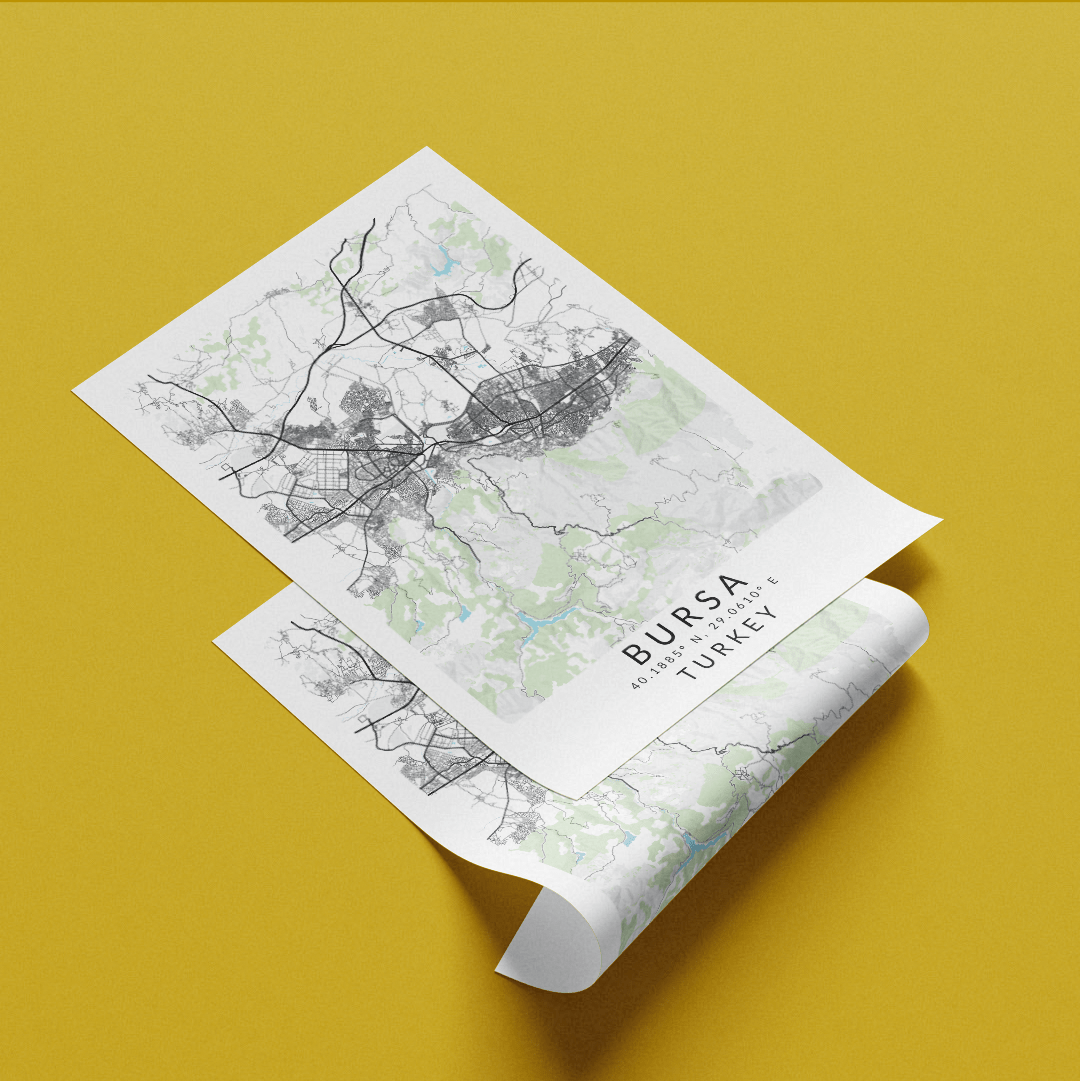 Bursa Turkey Map Print - 98types