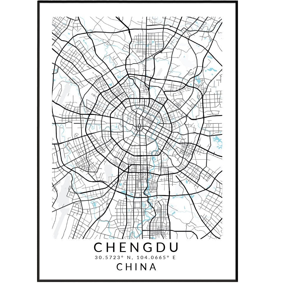 Chengdu China Map Print - 98typesAsia Maps