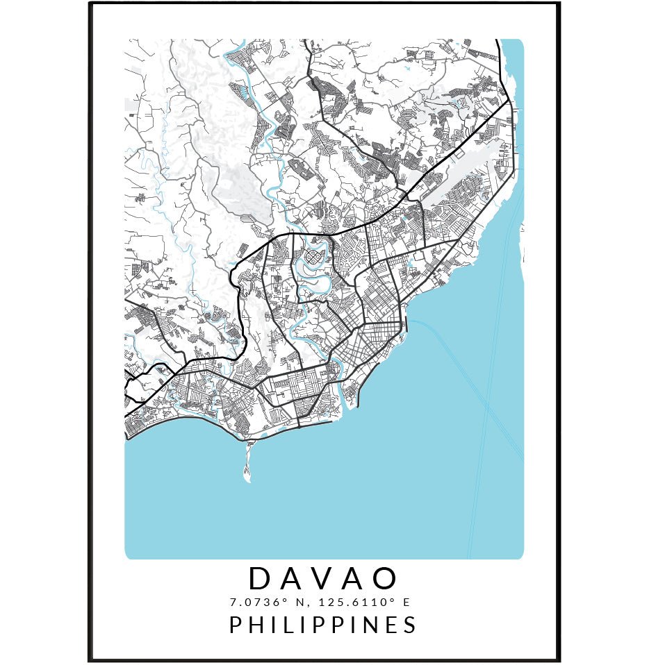 Davao Philippines Map Print - 98types