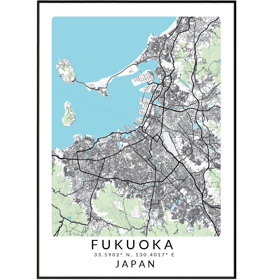 Fukuoka Japan Map Print - 98types