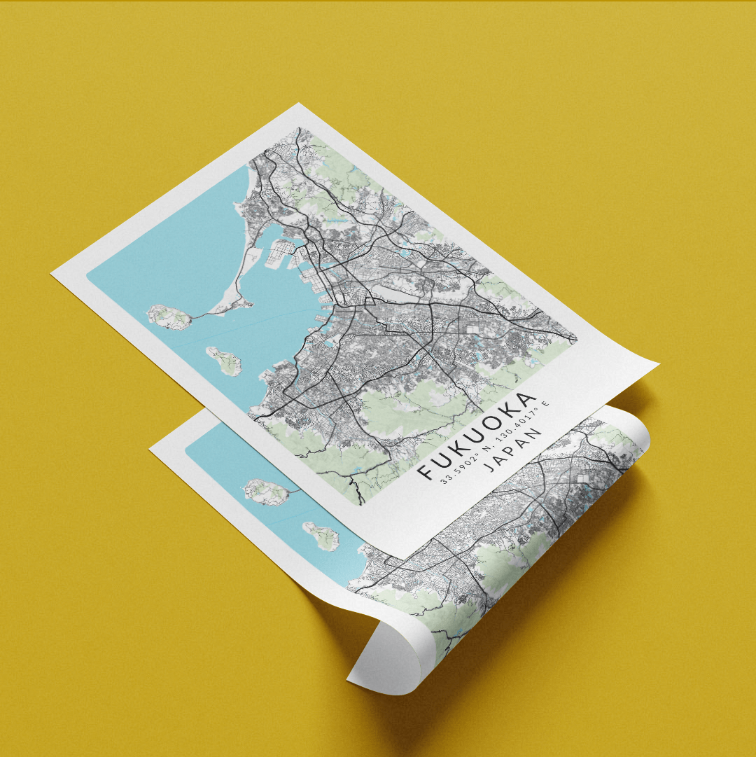 Fukuoka Japan Map Print - 98types