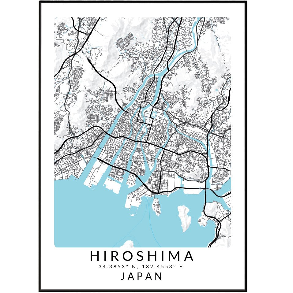 Hiroshima Japan Map Print - 98types