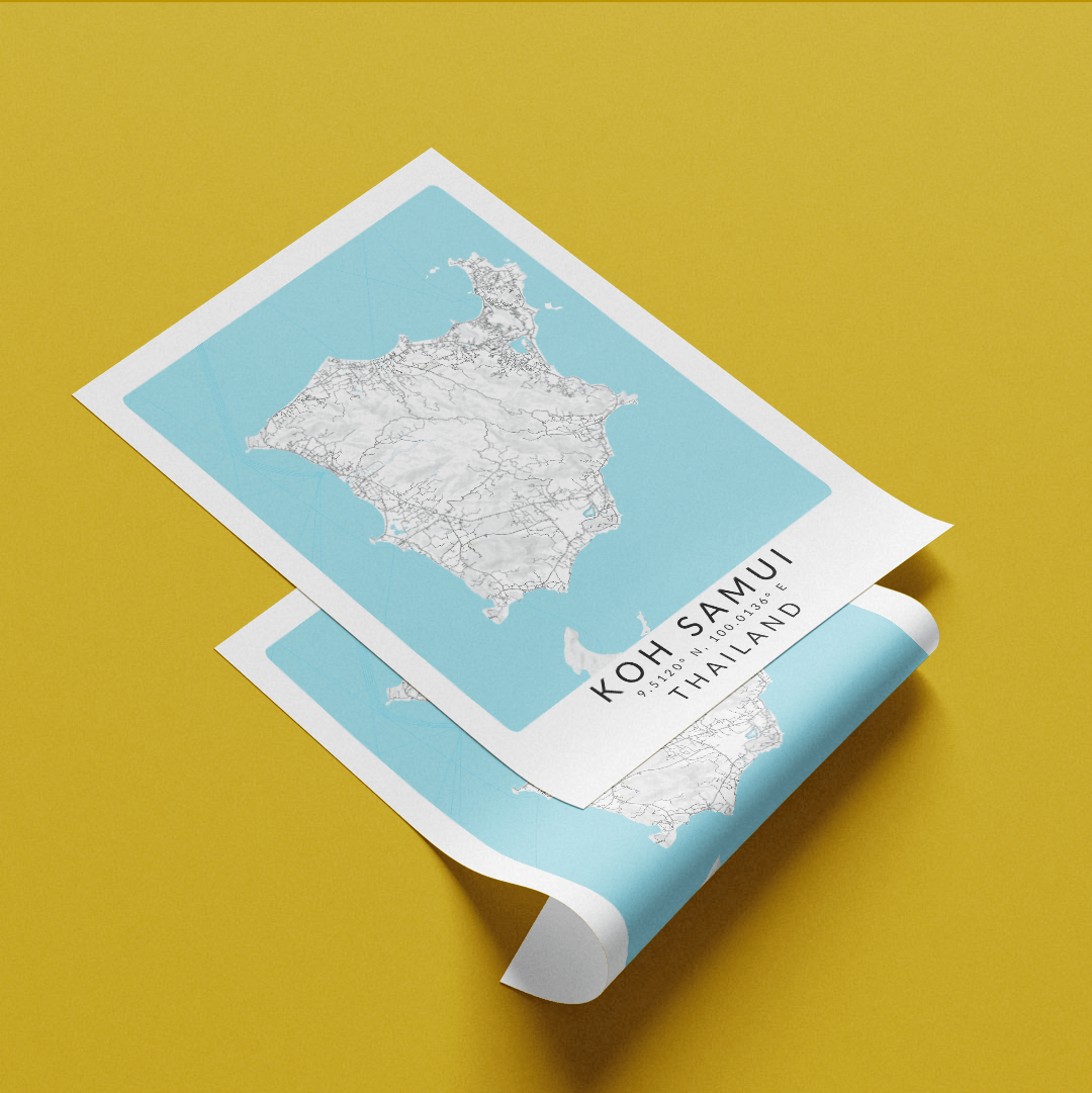 Koh Samui Thailand Map Print - 98types