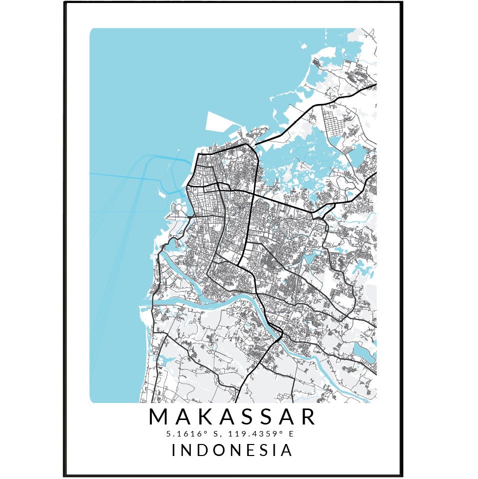 Makassar Indonesia Map Print - 98types