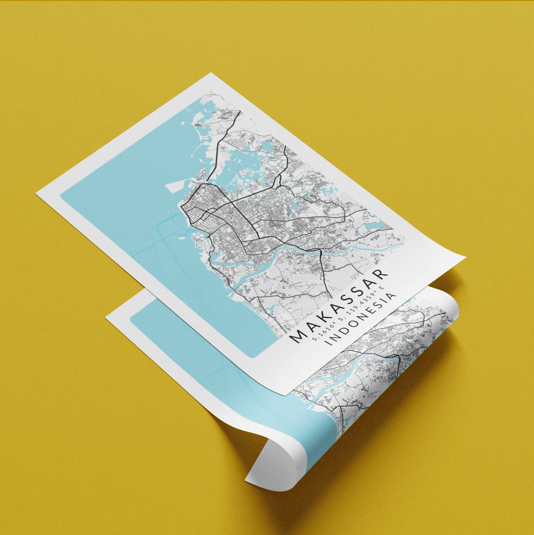 Makassar Indonesia Map Print - 98types
