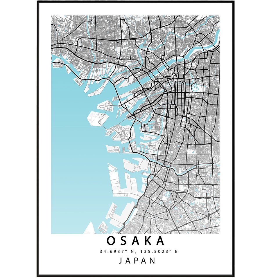 Osaka Japan Map Art Poster - 98types