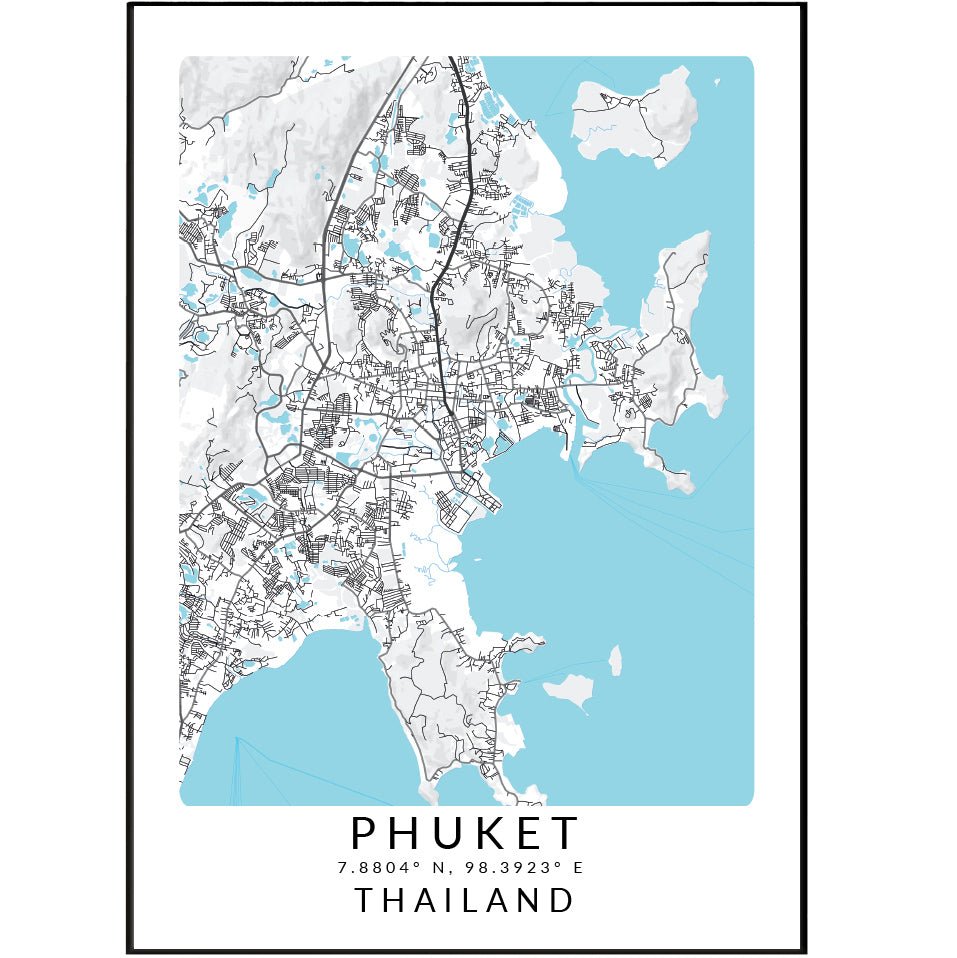 Phuket Thailand Map Print - 98types